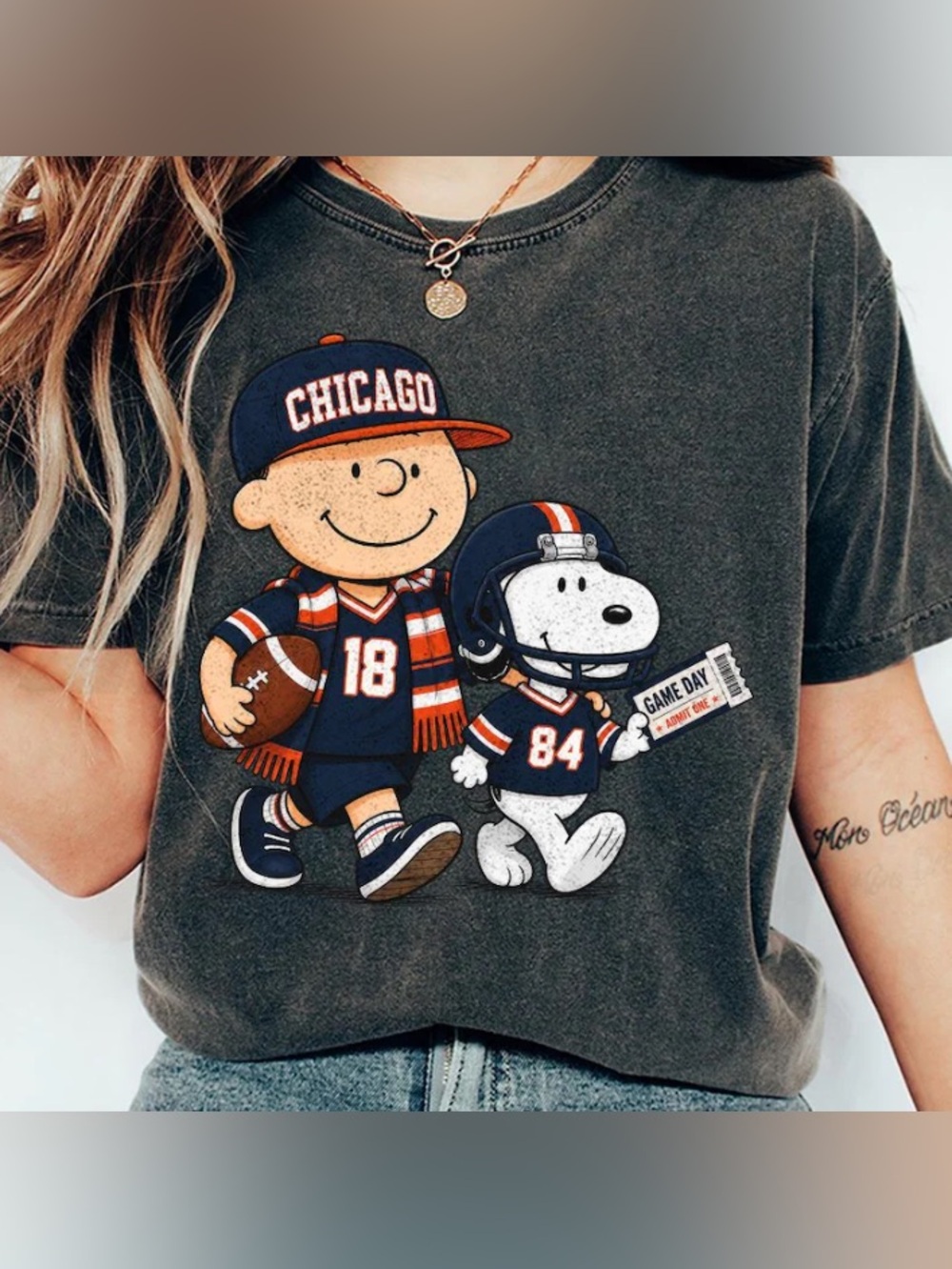 Chicago Football Game Day Comfort Color Tee, Vintage Comic Style Football Tee